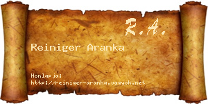 Reiniger Aranka névjegykártya